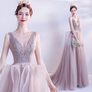 Sleeveless Beaded A-line Evening Gown