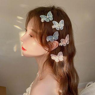 Mesh Butterfly Faux Pearl Hair Clip