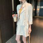 3/4-sleeve Button-up Jacket / Wide-leg Shorts