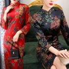 Traditional Chinese 3/4-sleeve Printed Dress