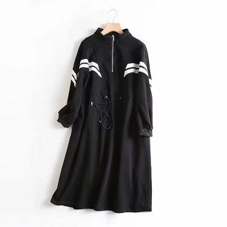 Contrast Trim Midi Pullover Dress Black - One Size