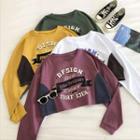 Color-block Lettering Print Crewneck Long-sleeve Sweatshirt