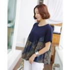 Cuff-sleeve Foliage-panel Empire Top