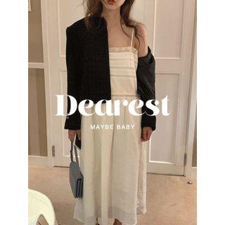 Spaghetti-strap Lace-trim Long Dress One Size