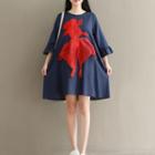 Appliqu  3/4-sleeve Dress