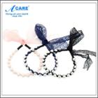 Faux Pearl Hair Band With Lace Tie