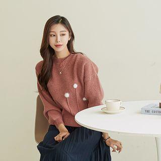 Dip-back Boxy Pompom Sweater