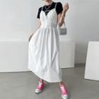 Spaghetti-strap Frilled Long Overall Dress