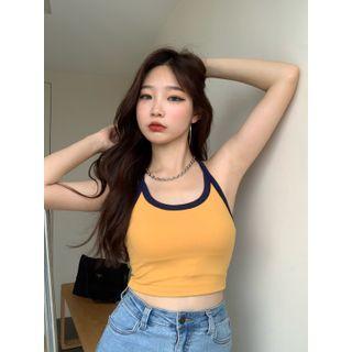 Contrast Trim Padded Camisole Top Yellow - One Size