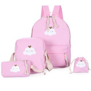 Cloud Print Canvas Backpack / Crossbody Bag / Zip Pouch / Drawstring Pouch / Set