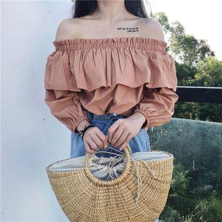 Ruffle Off-shoulder 3/4-sleeve Top