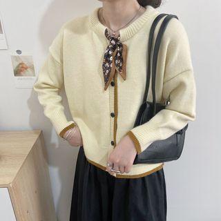 Round-neck Silk Scarf Cardigan