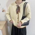 Round-neck Silk Scarf Cardigan
