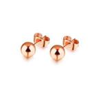 Simple And Exquisite Plated Rose Gold Geometric Round Beads 316l Stainless Steel Stud Earrings Rose Gold - One Size