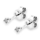18k White Gold Diamond Solitaire Four Prong Setting Stud Earrings (0.08 Cttw)