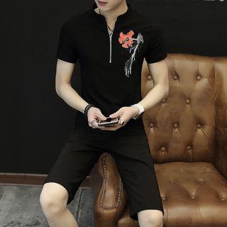 Set: Floral Zip Top + Shorts