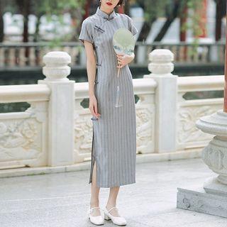Short-sleeve Striped Qipao