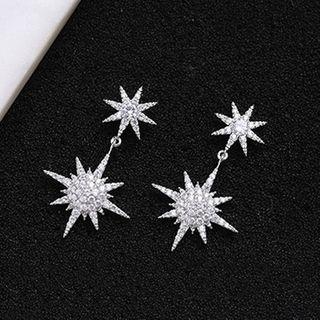 Star Rhinestone Drop Earring 1 Pair - Silver - One Size
