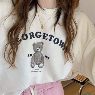 Bear Print Sweatshirt / Wide Leg Pants