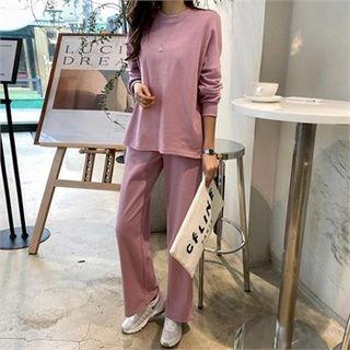 Set: Dip-back Sweatshirt + Band-waist Pants
