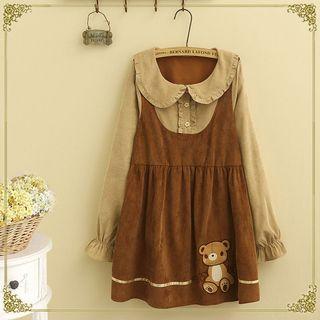 Bear Corduroy Long-sleeve Dress