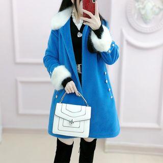 Furry Trim Snap Button Coat