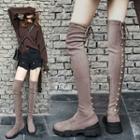 Genuine Suede Faux Pearl Over-the-knee Boots