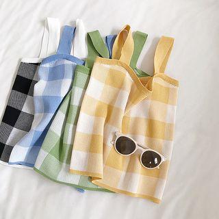 Plaid Sleeveless Slim-fit Crop Top