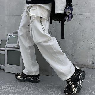 Hoop Accent Chain Strap Cargo Pants