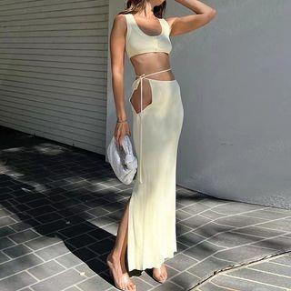 Set: Crop Tank Top + Maxi Skirt