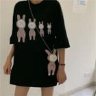 Cartoon Print Short-sleeve T-shirt / Cartoon Crossbody Pouch
