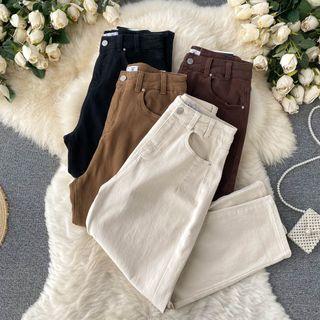 High-waist Fleece-lined Shift Jeans