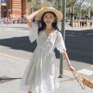 Set: Short-sleeve A-line Dress + Strappy Dress