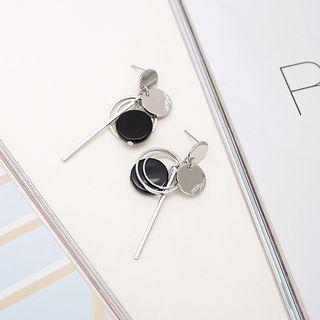 Metal Disc & Bar Dangle Earring