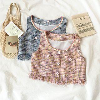 Fringed Tweed Crop Vest
