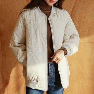 Ribbed-panel Quilted Blouson Jacket