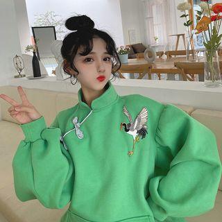 Embroidered Long-sleeve Loose-fit Pullover