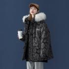 Smiley Face Print Zip-up Parka