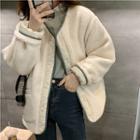Contrast Trim Jacket Beige - One Size