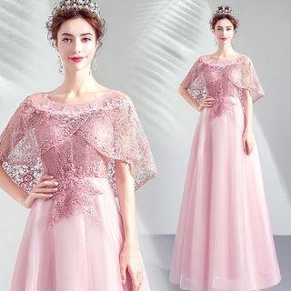 Lace Paneled Embroidered Wedding Gown