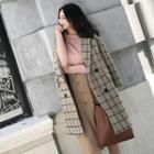 Notched-lapel Double-breasted Check Coat