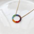 Rainbow Bead Hoop Pendant Necklace As Shown In Figure - One Size