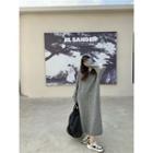 Hooded Knit Midi Dress Gray - One Size