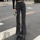 Long-sleeve Cold Shoulder Top / Bootcut Jeans