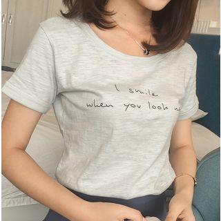 Plain / Lettering Short-sleeve T-shirt