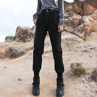 Plain High Waist Straight Leg Cargo Pants