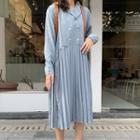 Double-breasted Midi A-line Shirtdress
