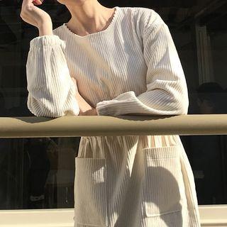 Long-sleeve Midi Corduroy Dress