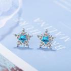 Rhinestone Star Earring Silver & Blue - One Size