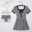 Short-sleeve Plaid Swim Dress / Swim Top / Swim Skirt / Set